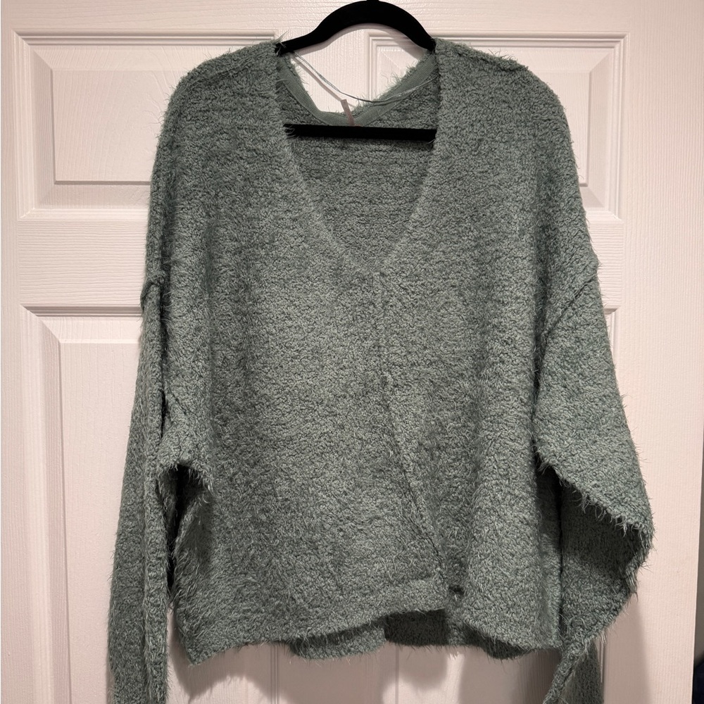 Free People Soft Knit Cropped Pullover in Light Teal